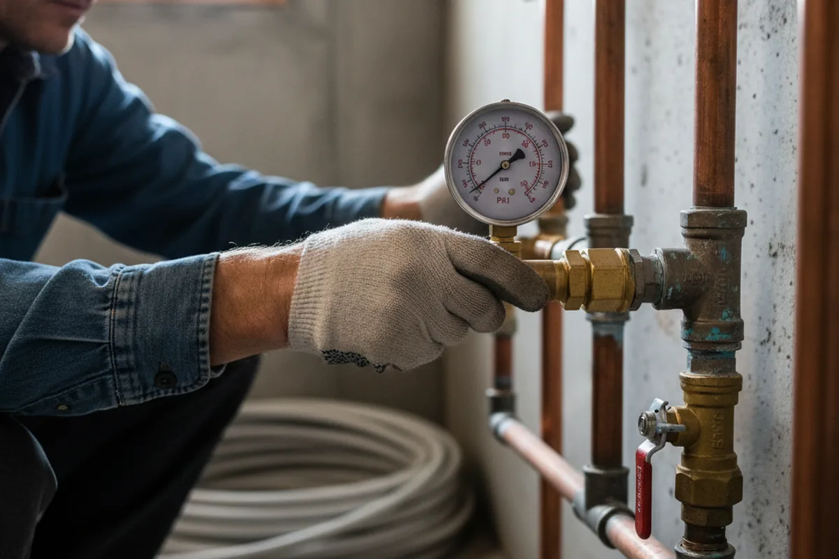 Pressure testing a repaired line during Water Line Repair in Emeryville